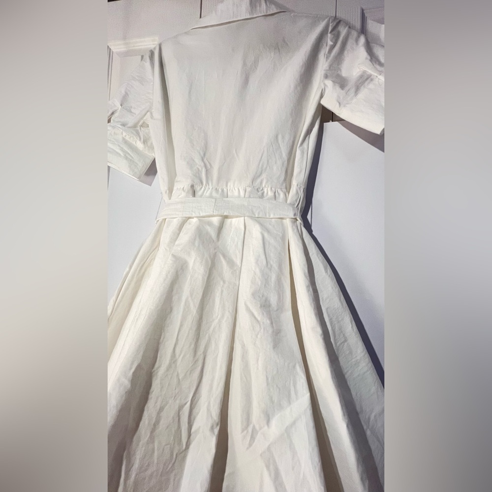 Zara Ivory Midi Shirt Dress with Waist Tie - Picture 13 of 13